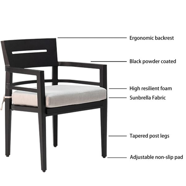 aluminum-outdoor-dining-chairs-sunbrella-features