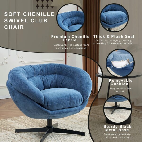 antique-navy-blue-chenille-360-swivel-accent-chair-features