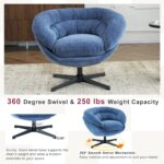 antique-navy-blue-chenille-360-swivel-accent-chair-front-angle