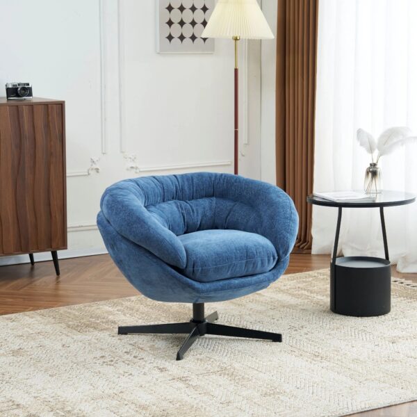 antique-navy-blue-chenille-360-swivel-accent-chair-living-room