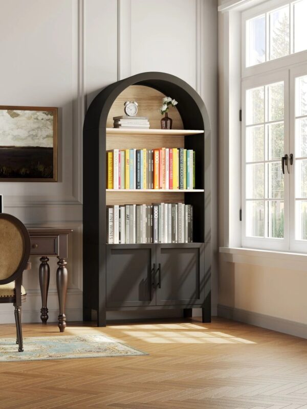 arched-bookcase-with-storage-in-living-room