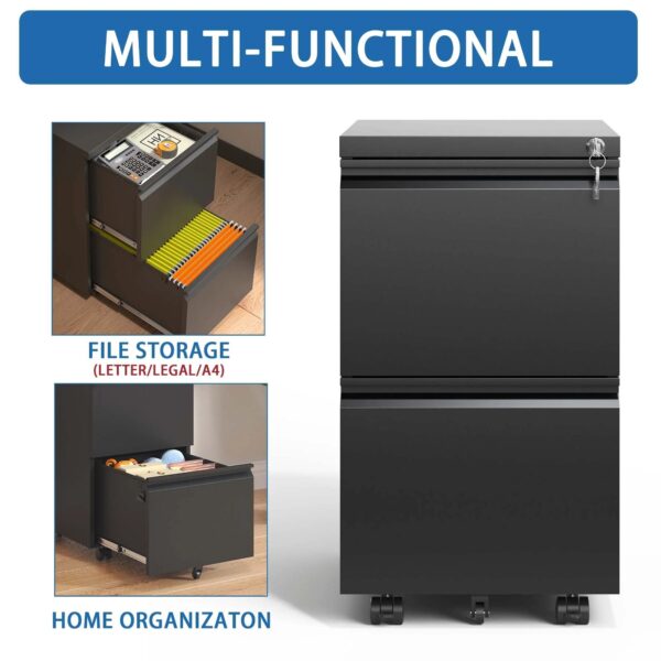 black-2-drawer-mobile-locking-file-cabinet-multifunctional