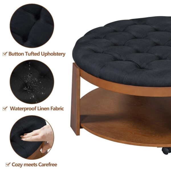 black-button-tufted-ottoman-coffee-table-details