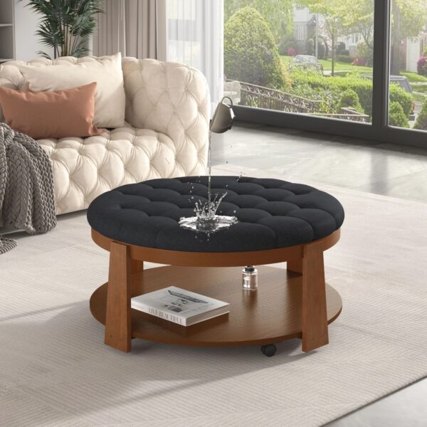 black-button-tufted-ottoman-coffee-table-room-setting