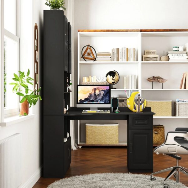 black-l-shaped-corner-desk-hutch-in-room