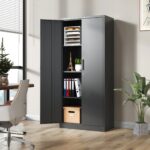 black-metal-locking-garage-cabinet-in-office