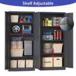 black-metal-locking-garage-cabinet-shelf-adjustable