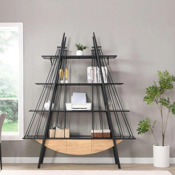 black-sailboat-industrial-bookshelf-in-living-room