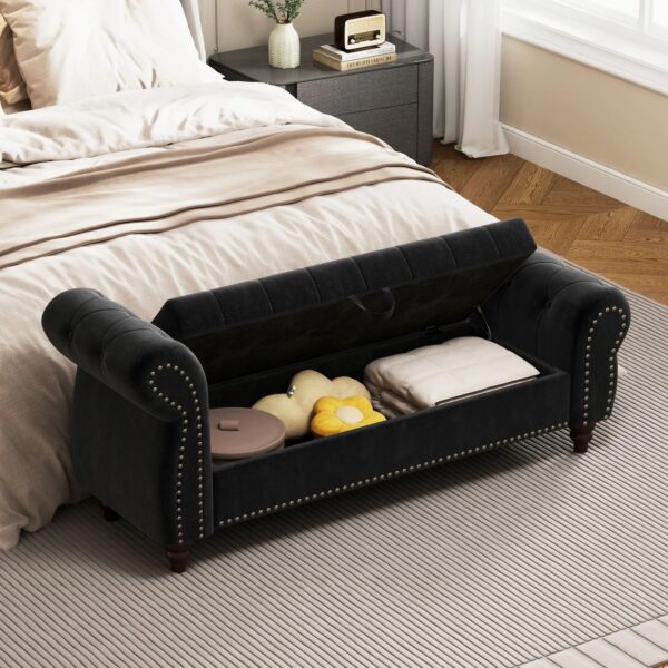black-velvet-bed-bench-upholstery-detail