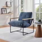 blue-corduroy-accent-chair-wood-arms-living-room