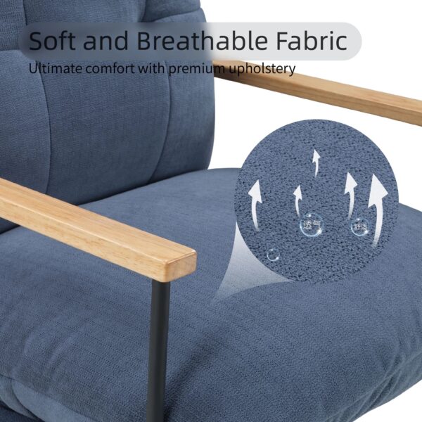 blue-corduroy-accent-chair-wood-arms-soft-durable-fabric
