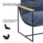 blue-corduroy-accent-chair-wood-arms-sturdy-metal-frame