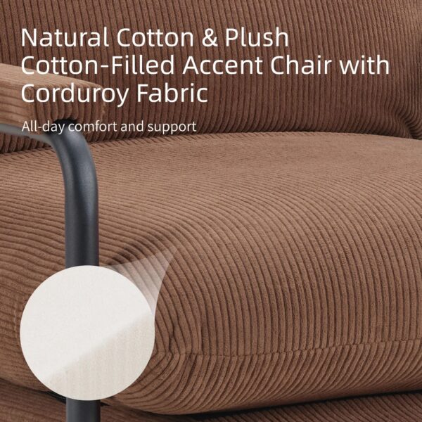 brown-corduroy-reclining-accent-chair-cushion-fabric-detail