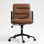 brown-pu-leather-mid-back-reclining-office-chair-front-view