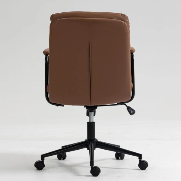 brown-pu-leather-mid-back-reclining-office-chair-rear-angle