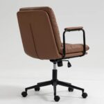 brown-pu-leather-mid-back-reclining-office-chair-rear-view