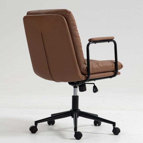 brown-pu-leather-mid-back-reclining-office-chair-rear-view