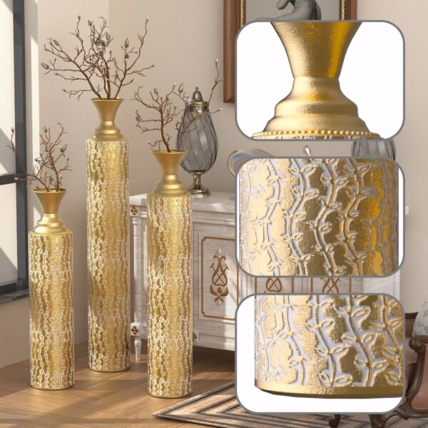 distressed-gold-vine-vase-set-details