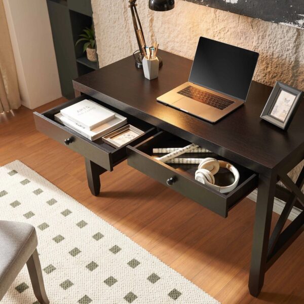 espresso-writing-desk-two-drawers-top-view