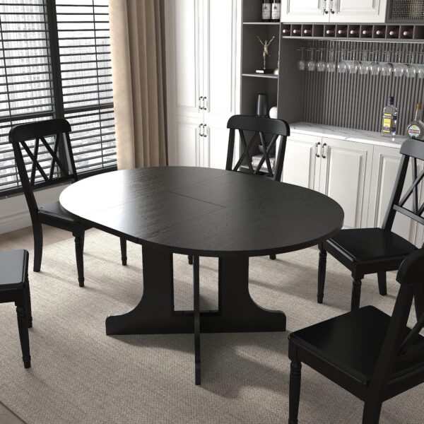farmhouse-expandable-oval-dining-table-black-top-view
