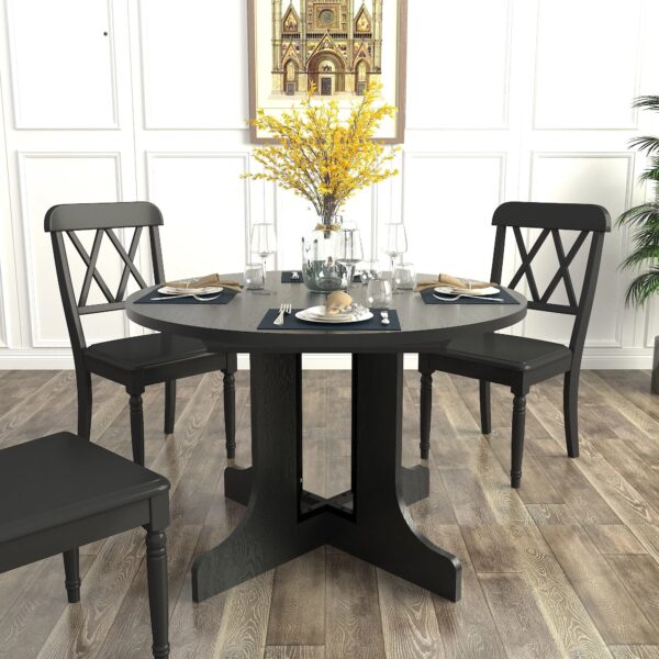 farmhouse-expandable-oval-dining-table-black-with-chairs