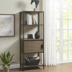 gray-black-industrial-bookcase-in-living-room