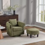 green-chenille-swivel-accent-chair-ottoman-living-room