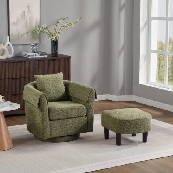 green-chenille-swivel-accent-chair-ottoman-living-room