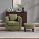 green-chenille-swivel-accent-chair-ottoman-room-side