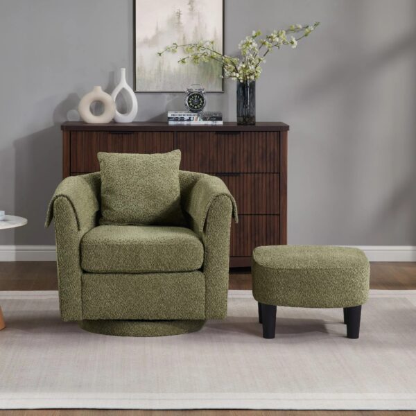 green-chenille-swivel-accent-chair-ottoman-room-side