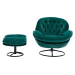 green-velvet-swivel-accent-chair-ottoman-front