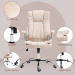 homcom-cream-white-executive-chair-flip-up-arms-front-view