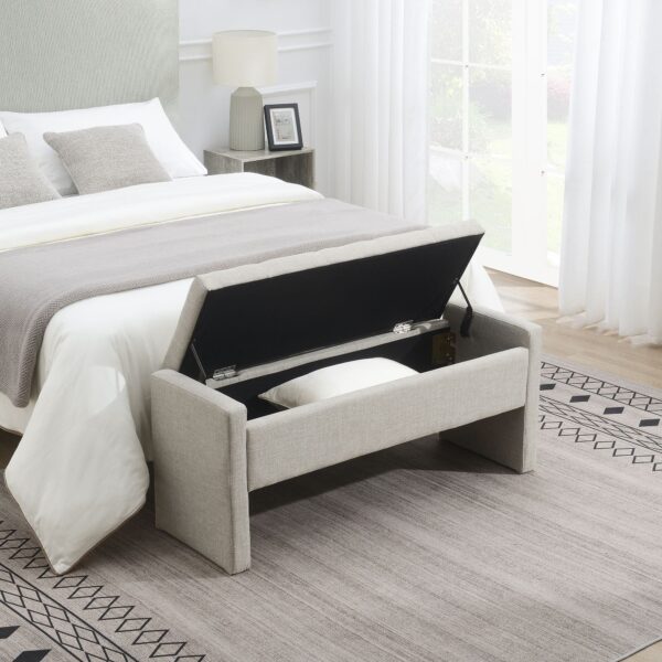 light-gray-linen-bed-end-storage-bench-in-bedroom