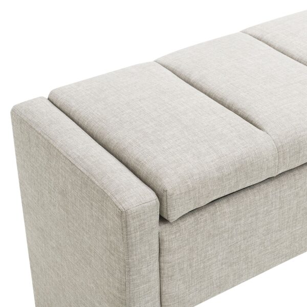 light-gray-linen-bed-end-storage-bench-upholstery-detail