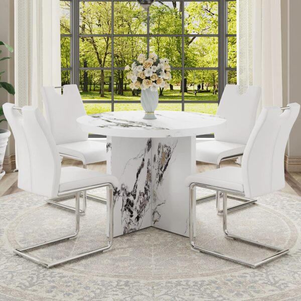 modern-42-inch-round-white-dining-table-in-room