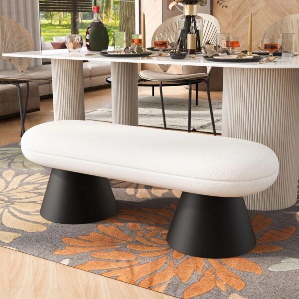 modern-beige-upholstered-dining-entry-bench-at-table