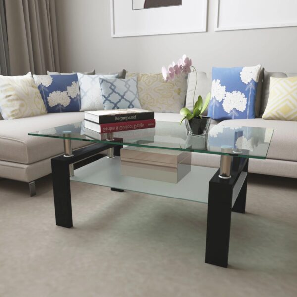modern-clear-glass-black-frame-coffee-table-living-room