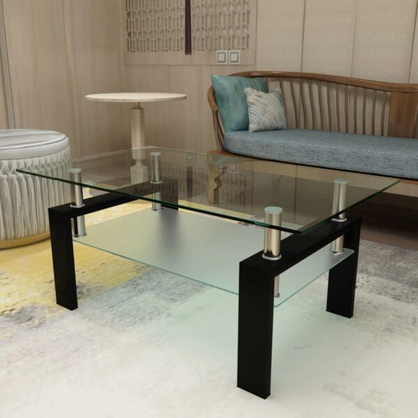 modern-clear-glass-black-frame-coffee-table-room-setting-2