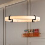 modern-round-led-pendant-light-marble-kitchen