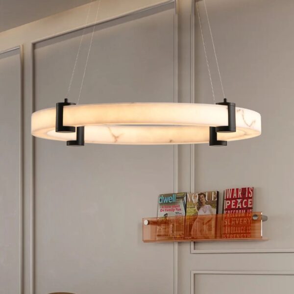 modern-round-led-pendant-light-marble-kitchen