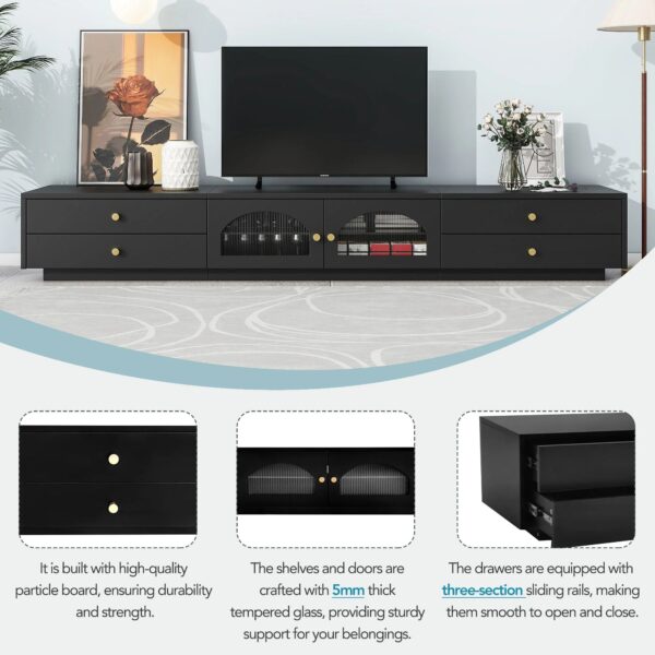 on-trend-black-tv-stand-fluted-glass-door-detail