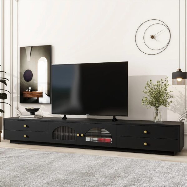 on-trend-black-tv-stand-fluted-glass-in-living-room