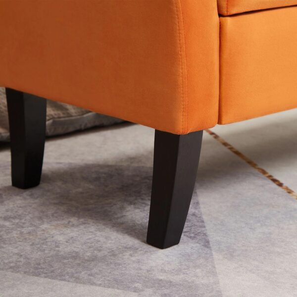 orange-velvet-bed-bench-curved-arm-detail