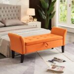 orange-velvet-bed-bench-in-bedroom