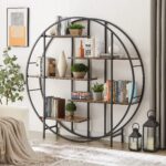 round-metal-plant-stand-bookcase-in-corner