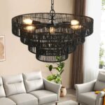 rustic-4-tier-black-hemp-rope-chandelier-kitchen
