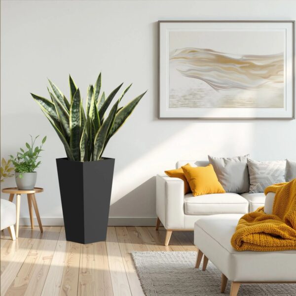 tall-tapered-black-metal-planter-indoor