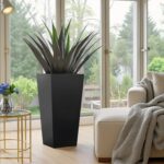 tall-tapered-black-metal-planter-indoor-agave