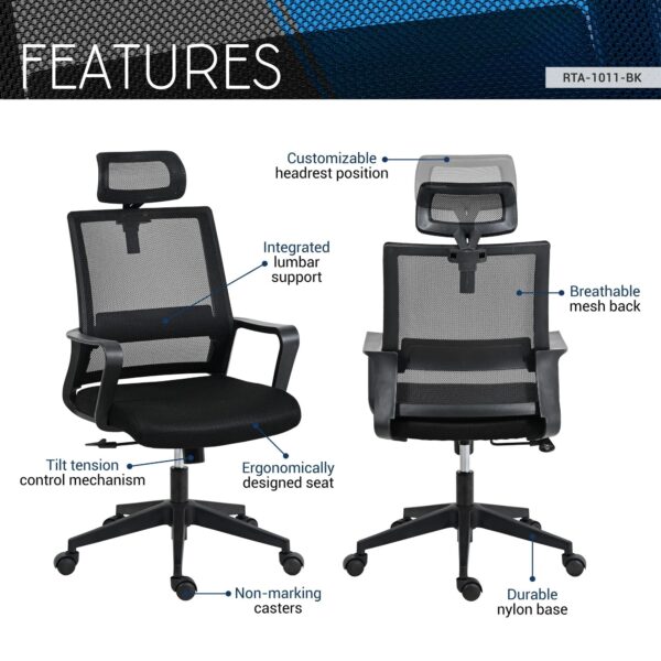 techni-mobili-black-ergonomic-mesh-chair-features