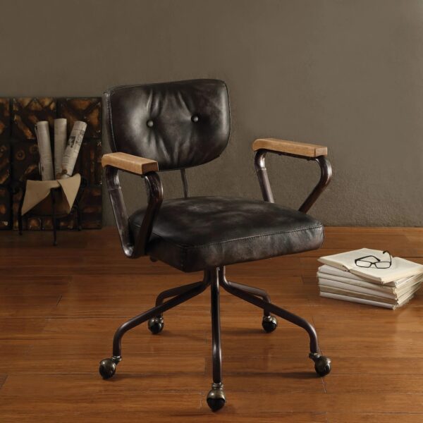 vintage-black-leather-swivel-office-chair-decor-office